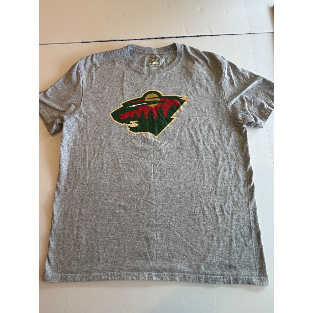 Fanatics Minnesota Wild NHL Mens XL Gray Short‎ Sleeve Graphic T-Shirt Hockey